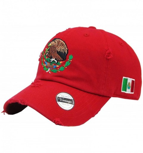 Baseball Caps Mexico Snapback dadhat Flat Panel and Vintage Hats Embroidered Shield and Flag - Vintage Red/Full Color - CF18W...