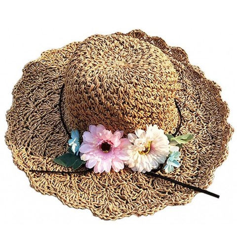 Sun Hats 1PC Vintage Raffia Straw Hats Floppy Wide Large Sun Hat Solid Fringe Wide Brim Beach Hats for Women - Khaki-1 - CQ18...