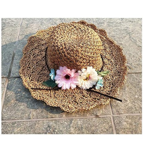 Sun Hats 1PC Vintage Raffia Straw Hats Floppy Wide Large Sun Hat Solid Fringe Wide Brim Beach Hats for Women - Khaki-1 - CQ18...
