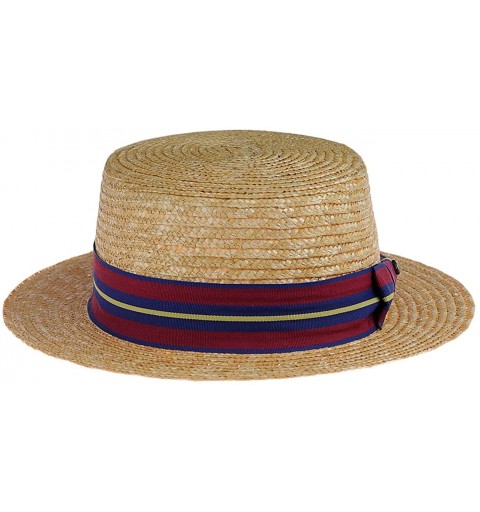 Sun Hats Unisex Grosgrain Ribbon Straw Skimmer Boater Hat - Natural - C717Z3HH26X $18.08