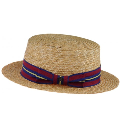 Sun Hats Unisex Grosgrain Ribbon Straw Skimmer Boater Hat - Natural - C717Z3HH26X $18.08