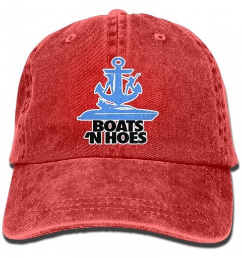 Skullies & Beanies Boats and Hoes Anchor Cool Unisex Washed Cap Adjustable Dad's Denim Stetson Hat - Red - CA18E6TG9LS $12.83