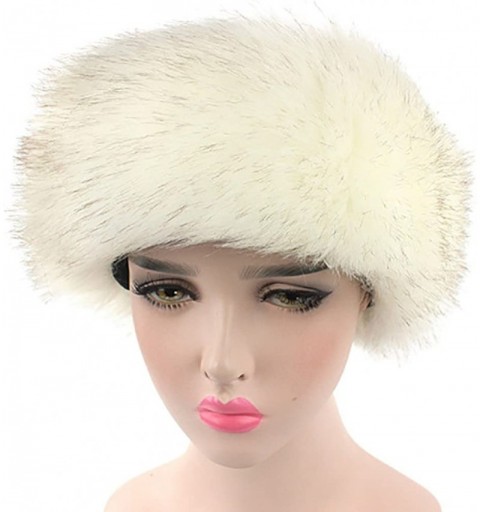 Cold Weather Headbands Womens Girls Faux Fur Cap Russian Cossack Style Ski Hat Ear Warmer Headband - White - C4189XSTWZE $13.11