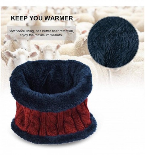 Skullies & Beanies 2-Pieces Winter Beanie Hat Scarf Set Warm Knit Hat & Warm Neck Thick Knit Cap for Men Women Kids - Red - C...