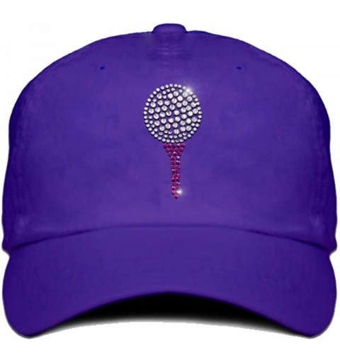 Baseball Caps Ladies Cap with Bling Rhinestone Design of Golf Ball and Tee - Purple - CE182TEG4X8 $19.48
