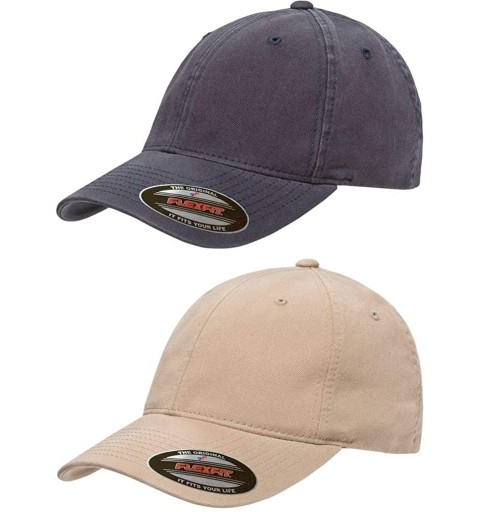 Baseball Caps Flexfit Garment Washed Cotton Dad Hat - Low Profile- Stretch Flex Fit Ballcap w/Hat Liner - 2-pack Navy & Khaki...
