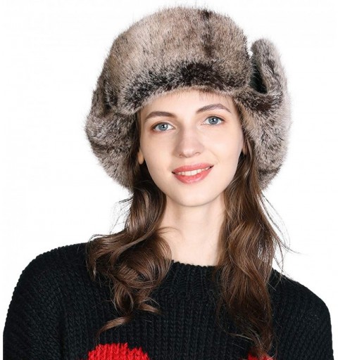 Bomber Hats Stylish Plaid Winter Wool Trapper Faux Fur Earflap Hunting Hat Ushanka Russian Cold Weather Thick Lined - CX192I6...