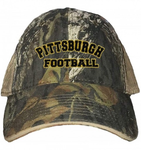 Baseball Caps Adult City of Pittsburgh Pennsylvania Football Embroidered Distressed Trucker Cap - Mossy Oak Breakup/ Khaki - ...