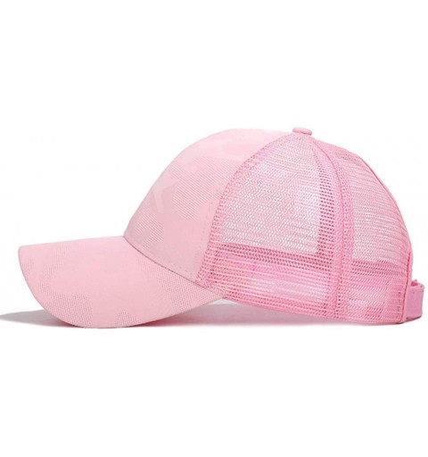 Baseball Caps Ponycap Messy High Bun Ponytail Adjustable Mesh Trucker Baseball Cap Hat for Women - Pink - C218T85SEC0 $12.77