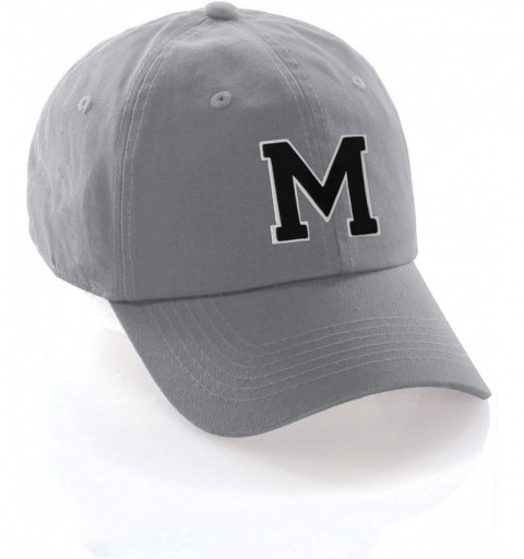 Baseball Caps Custom Hat A to Z Initial Letters Classic Baseball Cap- Light Grey White Black - Letter M - CO18NKTYCHN $11.17