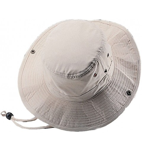 Sun Hats BRUSHED TWILL AUSSIE HAT WITH SIDE SNAPS AND CHIN CORD - Natural - CS11BXYG0NZ $9.43