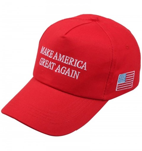 Baseball Caps Make American Great Again Adjustable Baseball Cap Flag Embroidered Hat - Red - CK12OCEAZOR $12.37