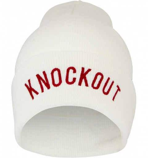 Skullies & Beanies Beanie- Men and Women Skull Knit Hat Cap - Knockout White - C118YG0COSM $17.17