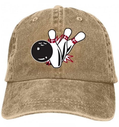 Baseball Caps Bowling Unisex Vintage Adjustable Cotton Baseball Cap Denim Dad Hat Cowboy Hat - Natural - CL18NYD8MXW $15.49