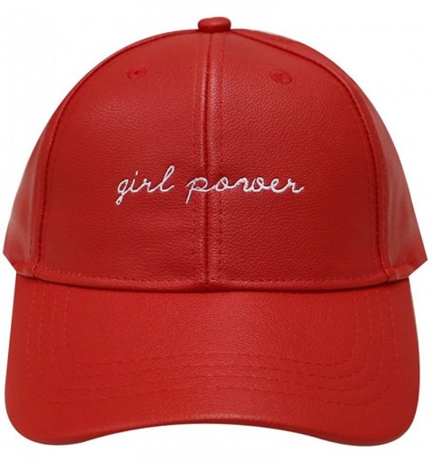 Baseball Caps Girl Power' Cotton Baseball Cap - Leather Red - CR12NYA77ZL $14.34