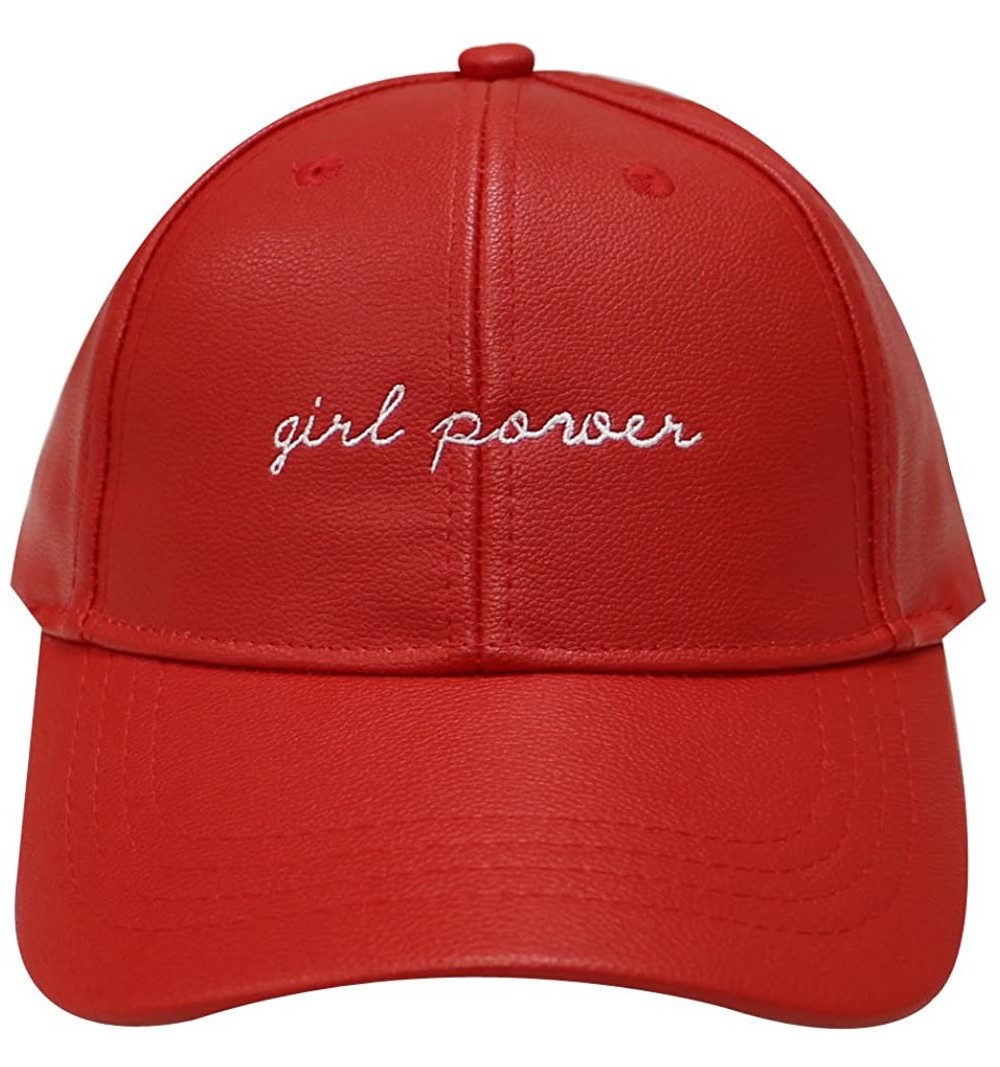 Baseball Caps Girl Power' Cotton Baseball Cap - Leather Red - CR12NYA77ZL $14.34