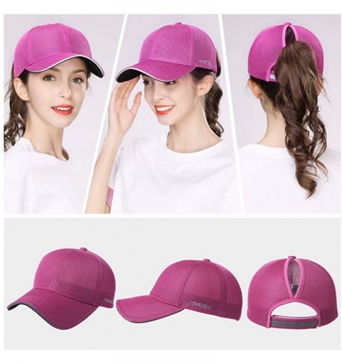 Baseball Caps Women Ponytail Snapback Cap Baseball Dad Hat for Girl High Messy Bun 56-60cm - Rose_00704 - CR18QK5KEU2 $11.71