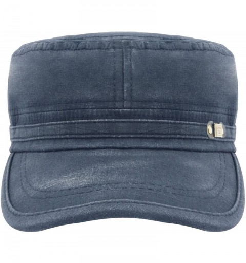Newsboy Caps Unisex Cadet Army Cap Washed Cotton Twill Military Corps Hat Flat Top Cap - Navy - CB182XIEGAS $13.49