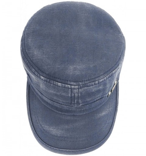 Newsboy Caps Unisex Cadet Army Cap Washed Cotton Twill Military Corps Hat Flat Top Cap - Navy - CB182XIEGAS $13.49