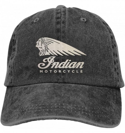 Baseball Caps Indian Cowboy Motorcycle Baseball Cap Vintage Plain Adjustable Denim Hat for Women Men Black - Black - CG18UKIW...