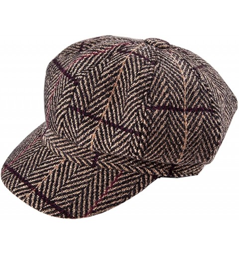Newsboy Caps Womens Wool Vintage Newsboy-Baker Boy Cap Tweed Gatsby-Cabbie-Pageboy Hat - Khaki - CK18X5CAZLY $8.16