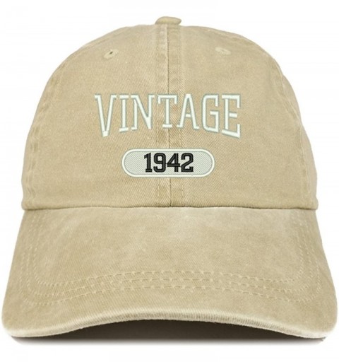 Baseball Caps Vintage 1942 Embroidered 78th Birthday Soft Crown Washed Cotton Cap - Khaki - CT180WL2ML7 $20.41