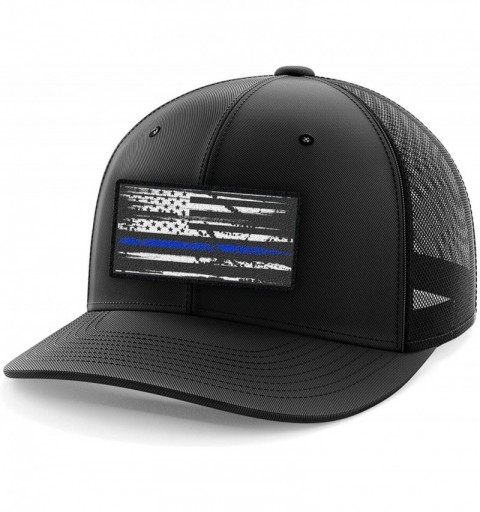 Baseball Caps American Flag Flexfit Hat - Blue Line - CQ18GTUC3TW $23.83