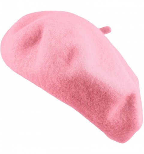 Berets Women's Wool French Beret Cozy Stretchable Beanie Unisex Artist Cap One Size - Rose Pink - C7192UCCA67 $12.98