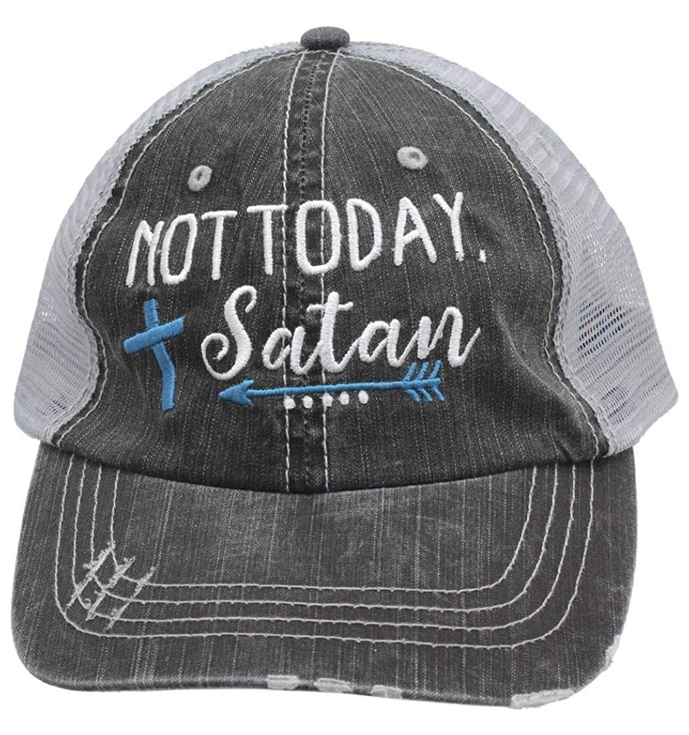 Baseball Caps Embroidered Not Today Satan Women's Trucker Hats & Caps - Turquoise - CX18OR8WER9 $27.40