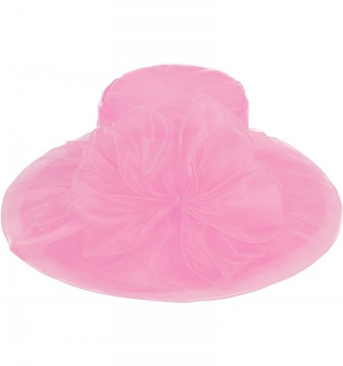 Sun Hats Women Kentucky Derby Ascot Girls Tea Party Dress Church Lace Hats - Pink - C018C5HTKUL $17.52