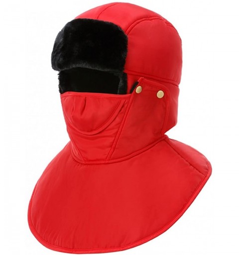 Balaclavas Unisex Winter Trooper Trapper Hat Hunting Hat Ushanka Ear Flap Chin Strap with Windproof Mask - Red - C0186RZLONC ...