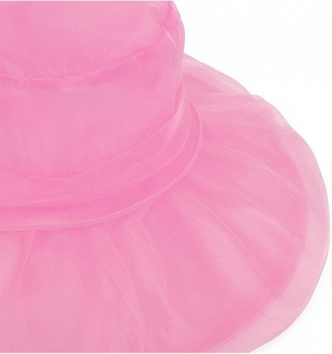 Sun Hats Women Kentucky Derby Ascot Girls Tea Party Dress Church Lace Hats - Pink - C018C5HTKUL $17.52