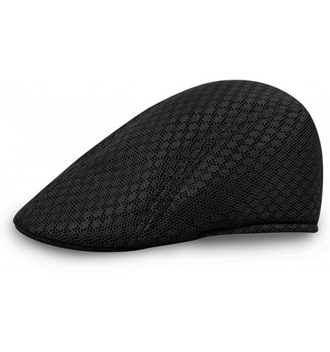 Newsboy Caps Men's Women's Breathable Mesh Solid Color Berets Newsboy Hat - Black - CA18EQ76WA4 $8.65