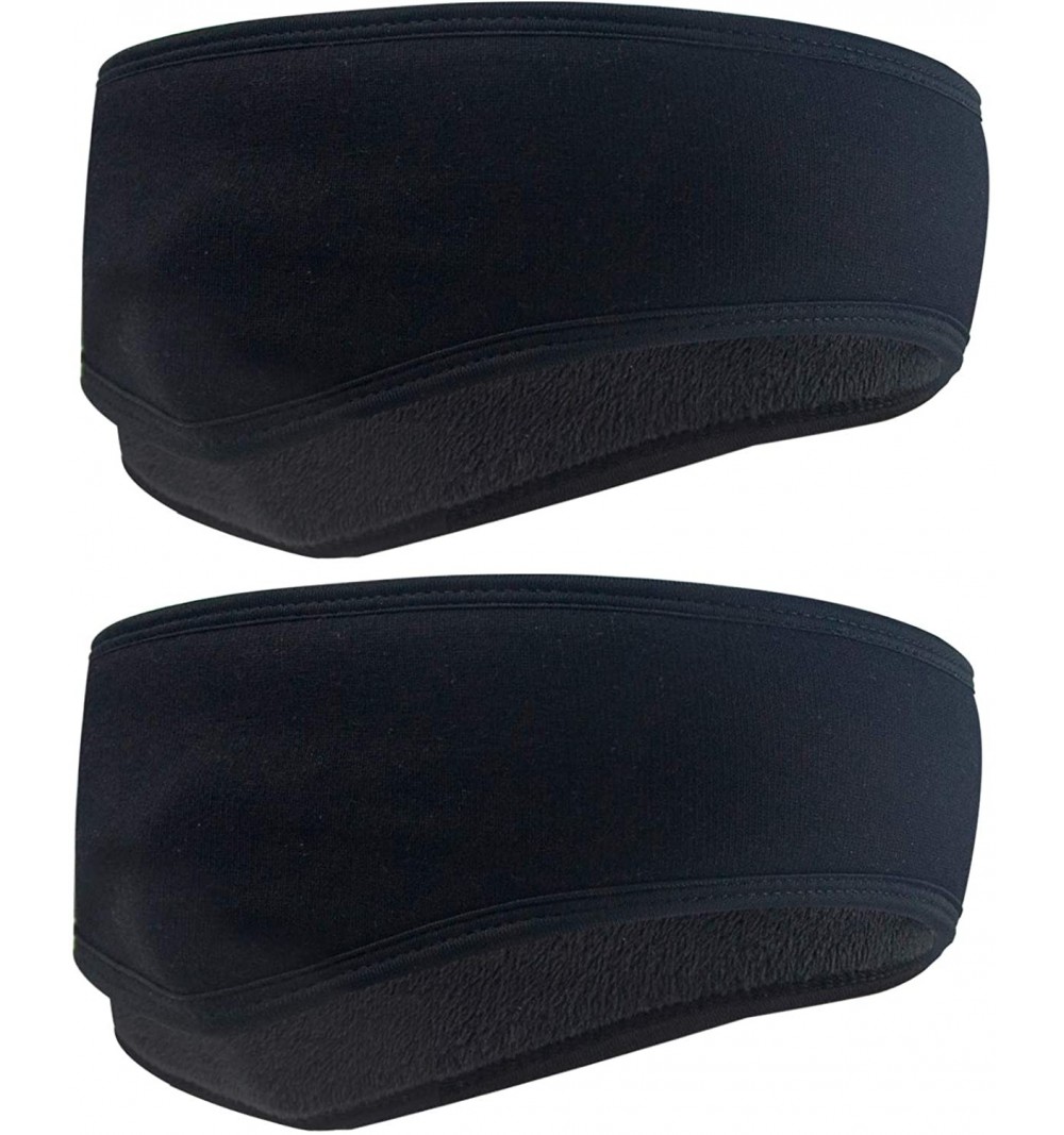 Cold Weather Headbands Ear Warmer 2 Pack Thicken Winter Super Warm Headband Full Cover Muffs - Black - CP18ZLDN54T $11.18