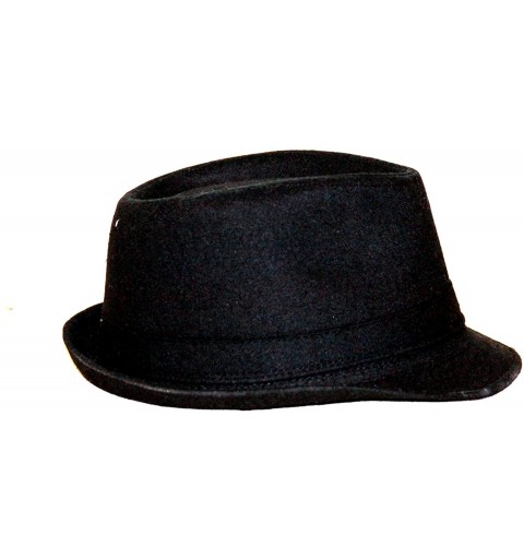 Fedoras Classic Cotton Felt Fedora Hat - Black - CS11I91FGWV $11.91