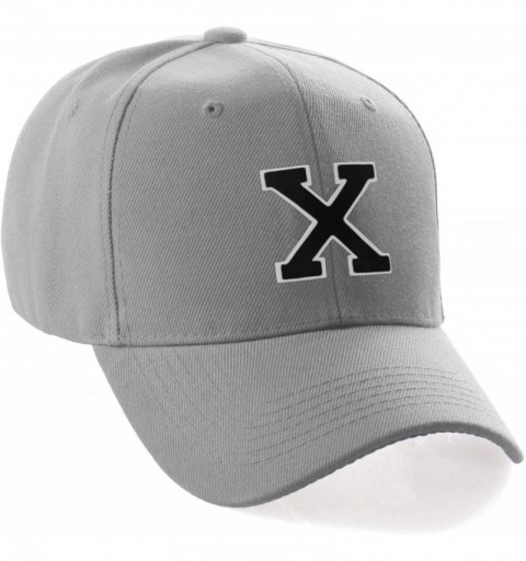 Baseball Caps Classic Baseball Hat Custom A to Z Initial Team Letter- Lt Gray Cap White Black - Letter X - CK18IDTDN3X $8.45