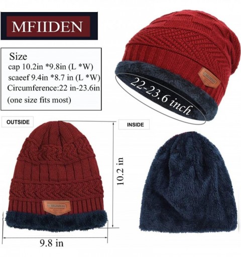 Skullies & Beanies Winter Beanie hat- Warm Knit Hat Thick Fleece Lined Winter Hat for Men Women - Red - CW18X5S8Q24 $7.60