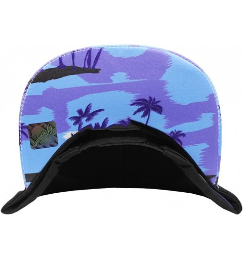 Baseball Caps Tropical Hawaiian Palm Print Cap Snapback Flat Bill Adjustable - Black Palm Tree Shadow - CX129AXSWAR $14.00