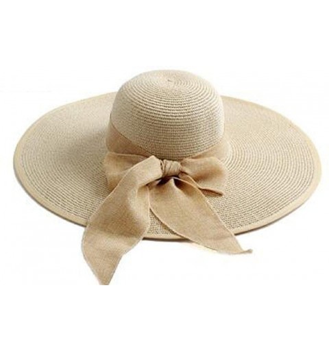 Sun Hats Women Crushable Two Tone Bow Casual Sun Straw Hat - Beige - CY12FBZ3ZKH $26.55
