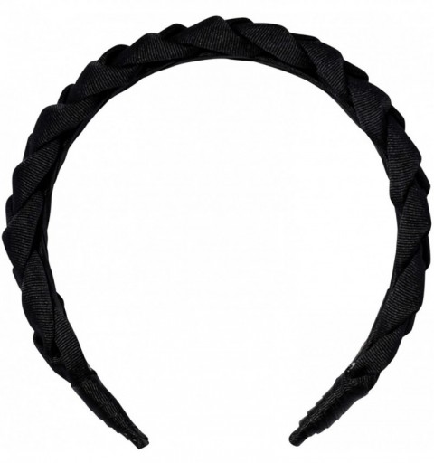 Headbands "Gemma" Braided Grosgrain Ribbon Headband - Black - CO12N6HM1KR $24.96