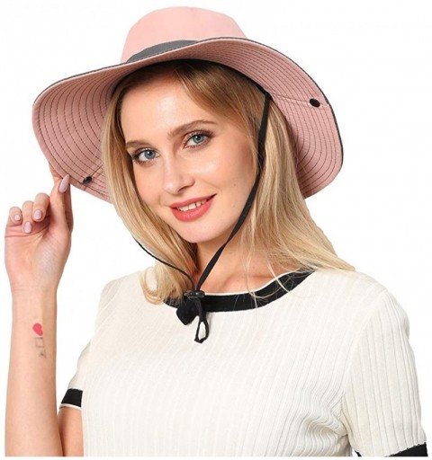 Sun Hats Womens Outdoor Sun Hat UV Protection Foldable Mesh Wide Brim Summer Beach Fishing Cap - Pink - CM18TK5I5UO $13.68