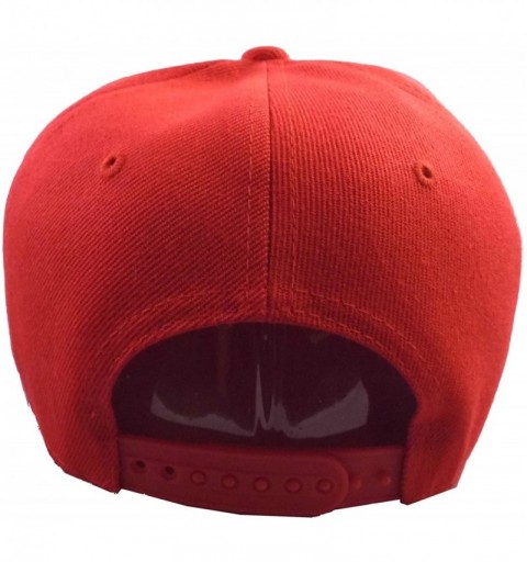 Baseball Caps Premium Plain Solid Flat Bill Snapback Hat - Adult Sized Baseball Cap - Red - CU11KV7QYX1 $11.01