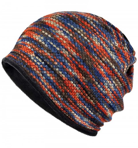 Skullies & Beanies Mens Womens Beanie Hat Cotton Plush Lining Outdoor Winter Warm Hat Scarf Dual Purpose - Orange - C218ISLXM...