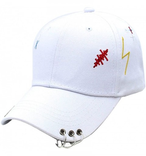 Baseball Caps Women's Iron Ring Pin Retro Baseball Cap Trucker Hat - Embroidery White - C3186NZXA4O $9.74