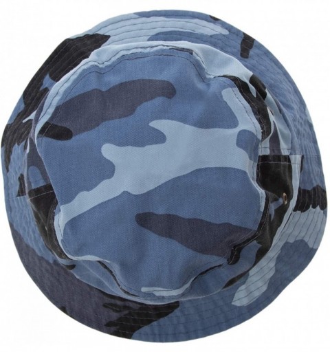 Bucket Hats 100% Cotton Bucket Hat for Men- Women- Kids - Summer Cap Fishing Hat - Blue Camo - CZ18H2NRHIM $11.89