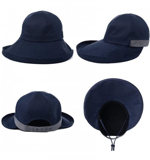 Sun Hats Fishing Bucket Hat for Women Foldable Packable Ladies Hunting Wide Brim - 00037_navy Blue - CQ18RXX59YE $14.30