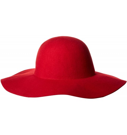 Sun Hats Women's Big Brim Wool Felt Floppy Hat - Red - CE110L4ZDUJ $33.93