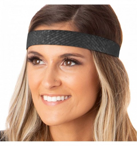Headbands Women's Adjustable Non Slip Geo Sport Headband Multi Gift Pack - Black & Gunmetal Wide Geo 2pk - C619770LNTY $12.33