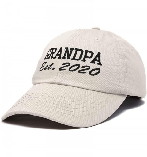 Baseball Caps New Grandpa Hat Est 2019 2020 Fun Gift Embroidered Dad Hat Cotton Cap - Beige - CF18RZDYEAT $13.92