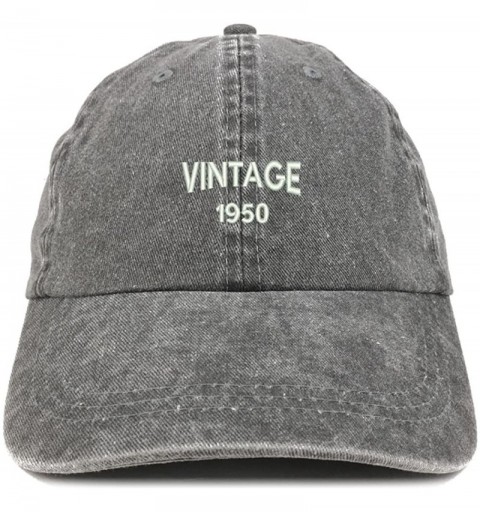 Baseball Caps Small Vintage 1950 Embroidered 70th Birthday Washed Pigment Dyed Cap - Black - C918C728GQX $14.26